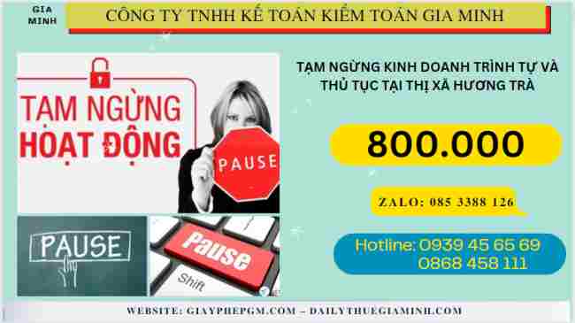 Chi phí tạm ngừng kinh doanh tại thị xã Hương Trà