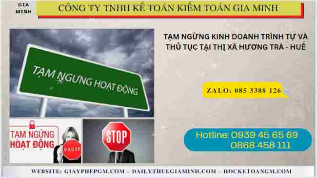 Tạm ngừng kinh doanh trình tự và thủ tục tại thị xã Hương Trà - Huế