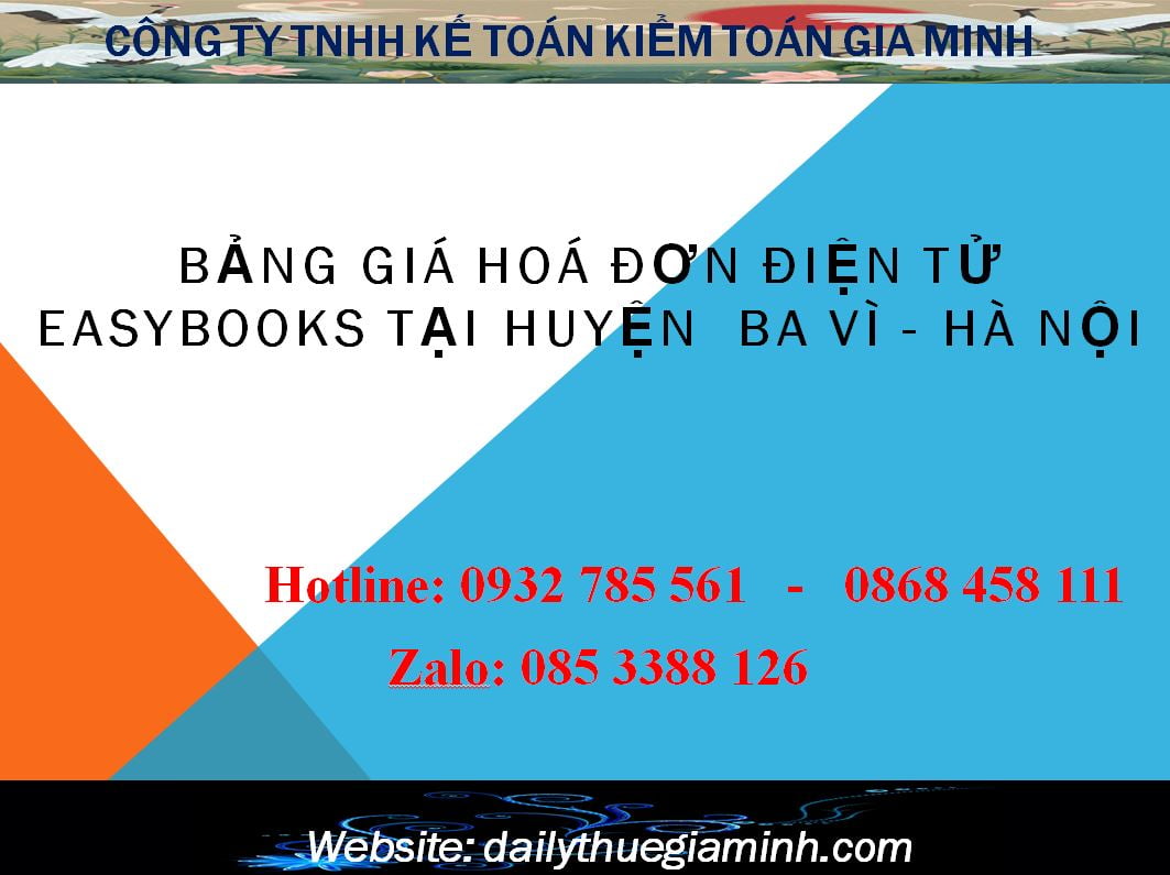 bảng giá hoá đơn điện tử easybooks tại Huyện  Ba Vì - Hà Nội