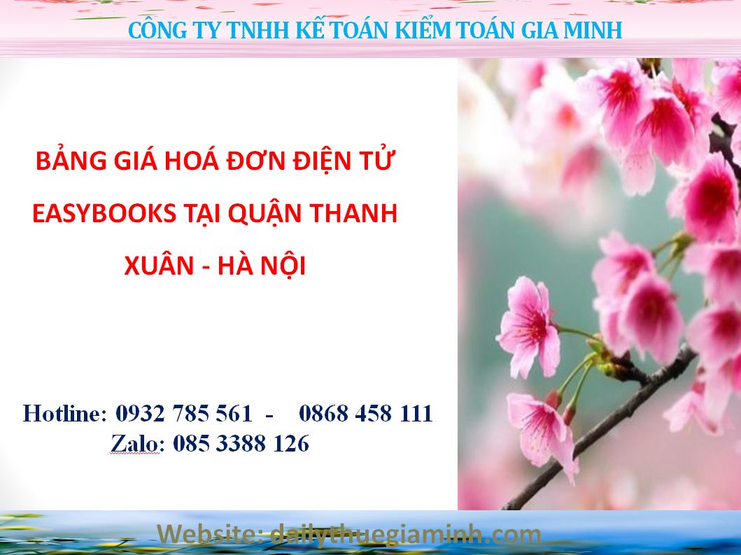 bảng giá hoá đơn điện tử easybooks tại Quận Thanh Xuân - Hà Nội