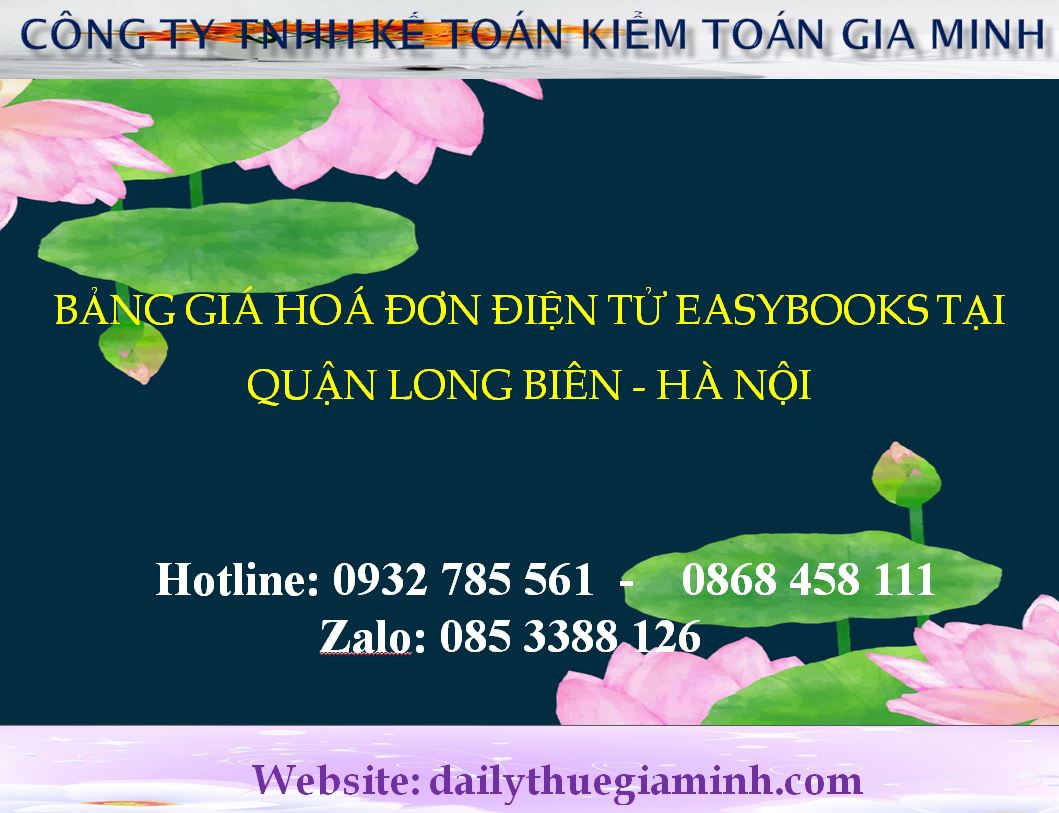 bảng giá hoá đơn điện tử easybooks tại Quận Long Biên - Hà Nội