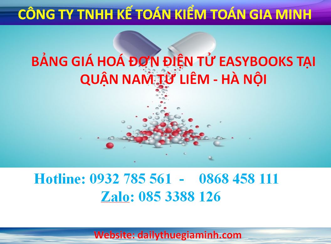 bảng giá hoá đơn điện tử easybooks tại Quận Nam Từ Liêm - Hà Nội