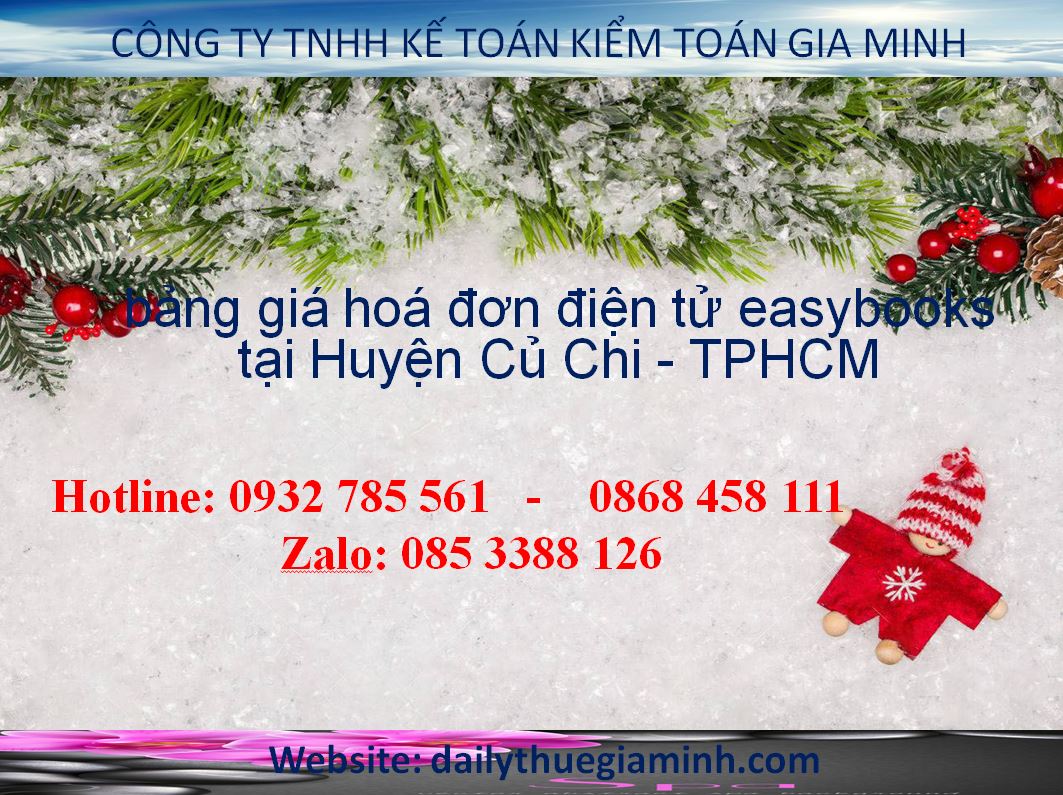 bảng giá hoá đơn điện tử easybooks tại Huyện Củ Chi - TPHCM