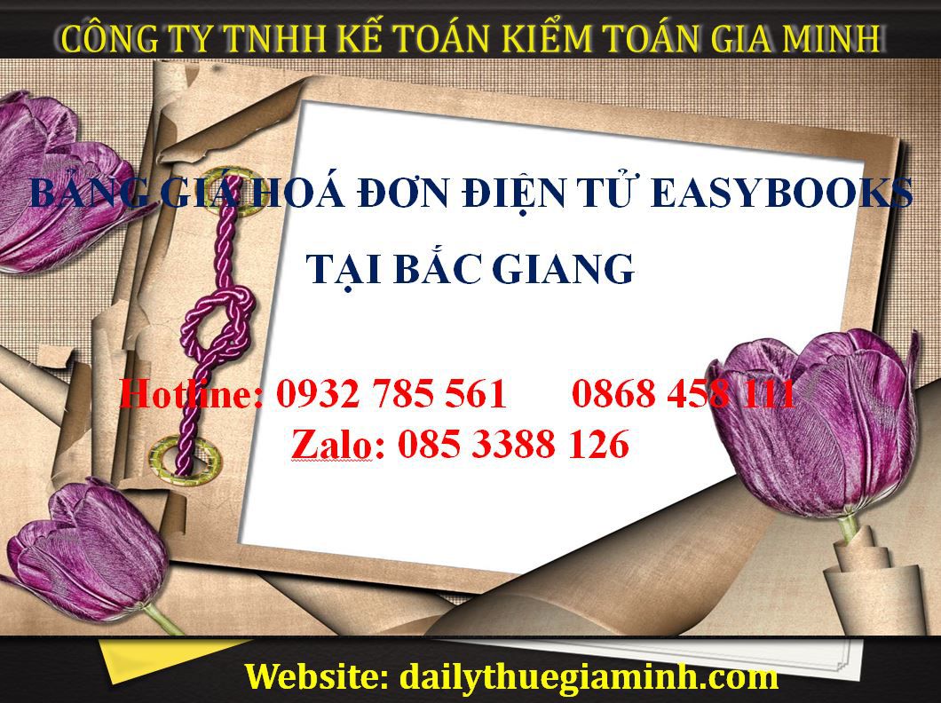 bảng giá hoá đơn điện tử easybooks tại Bắc Giang