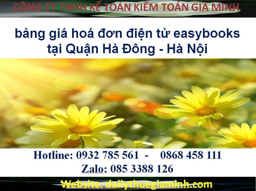 bảng giá hoá đơn điện tử easybooks tại Quận Hà Đông - Hà Nội