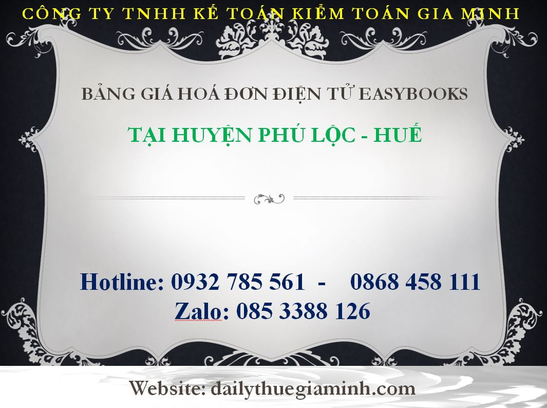 bảng giá hoá đơn điện tử easybooks tại Huyện Phú Lộc - Huế
