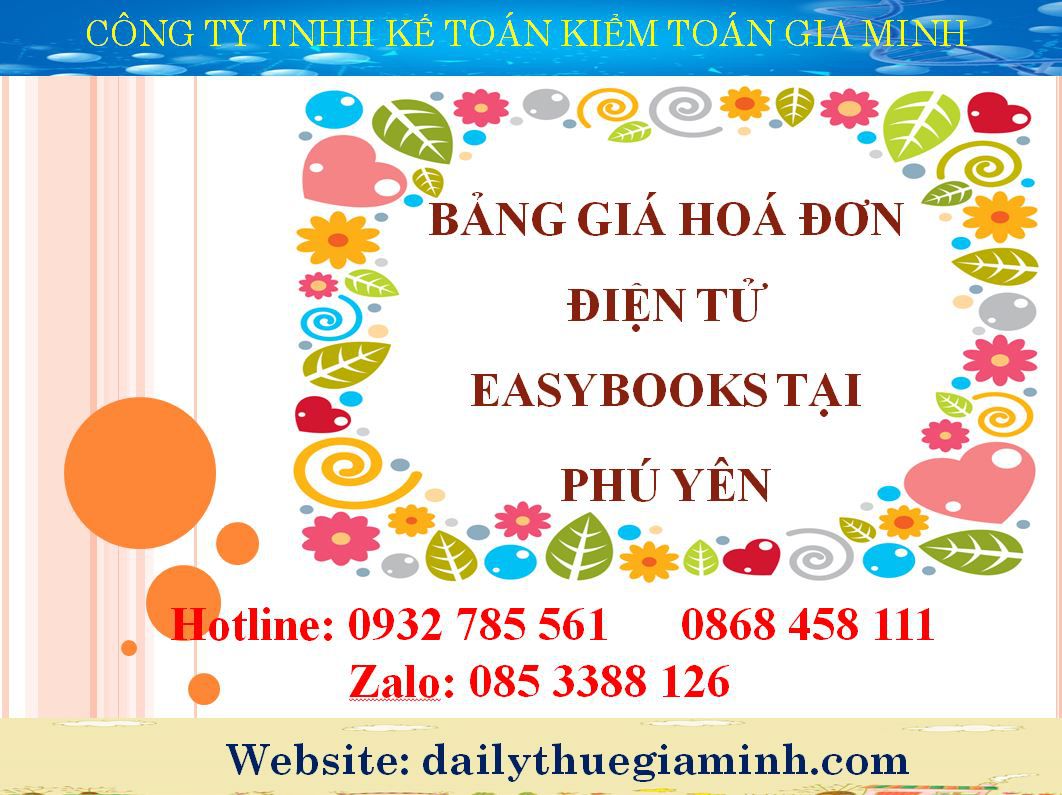 bảng giá hoá đơn điện tử easybooks tại Phú Yên