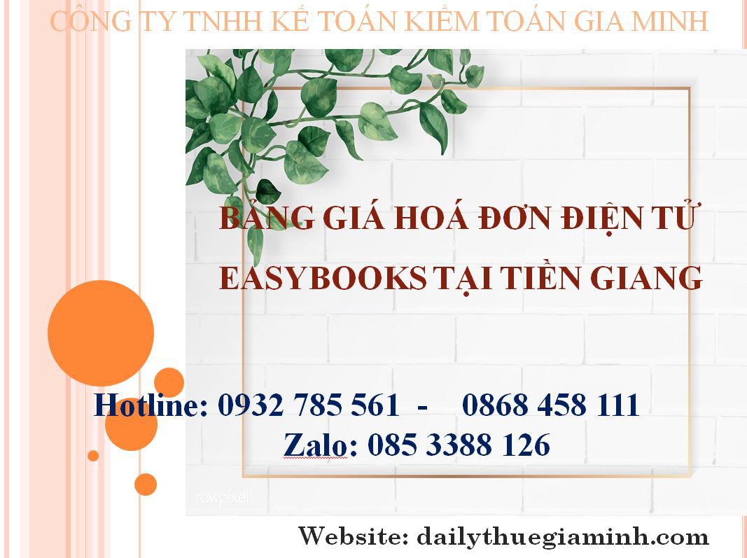 bảng giá hoá đơn điện tử easybooks tại Tiền Giang
