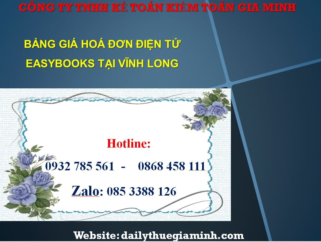 Bảng giá hoá đơn điện tử easybooks tại Vĩnh long
