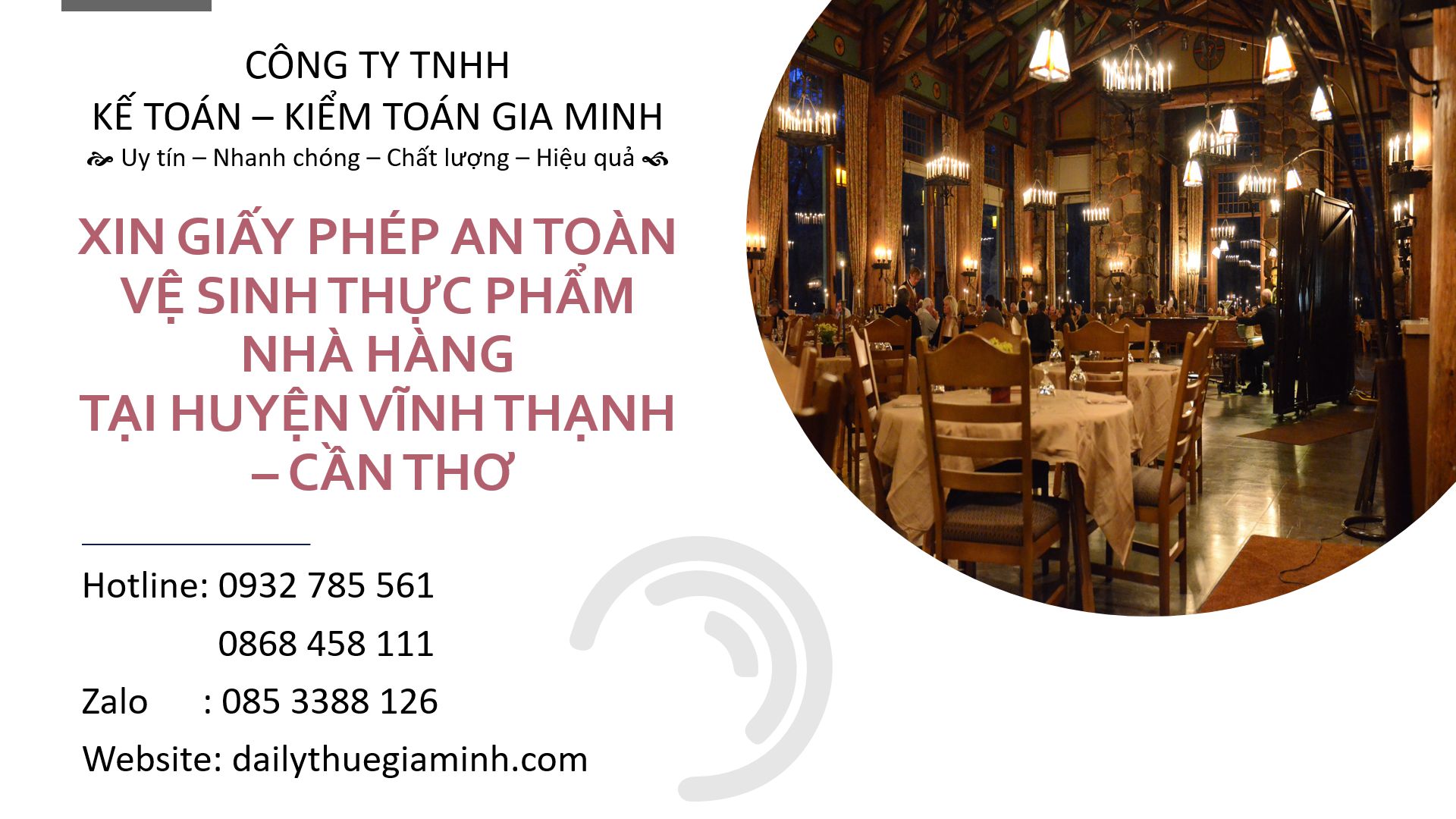 Xin giấy phép vệ sinh an toàn thực phẩm nhà hàng tại Huyện Vĩnh Thạnh - Cần Thơ