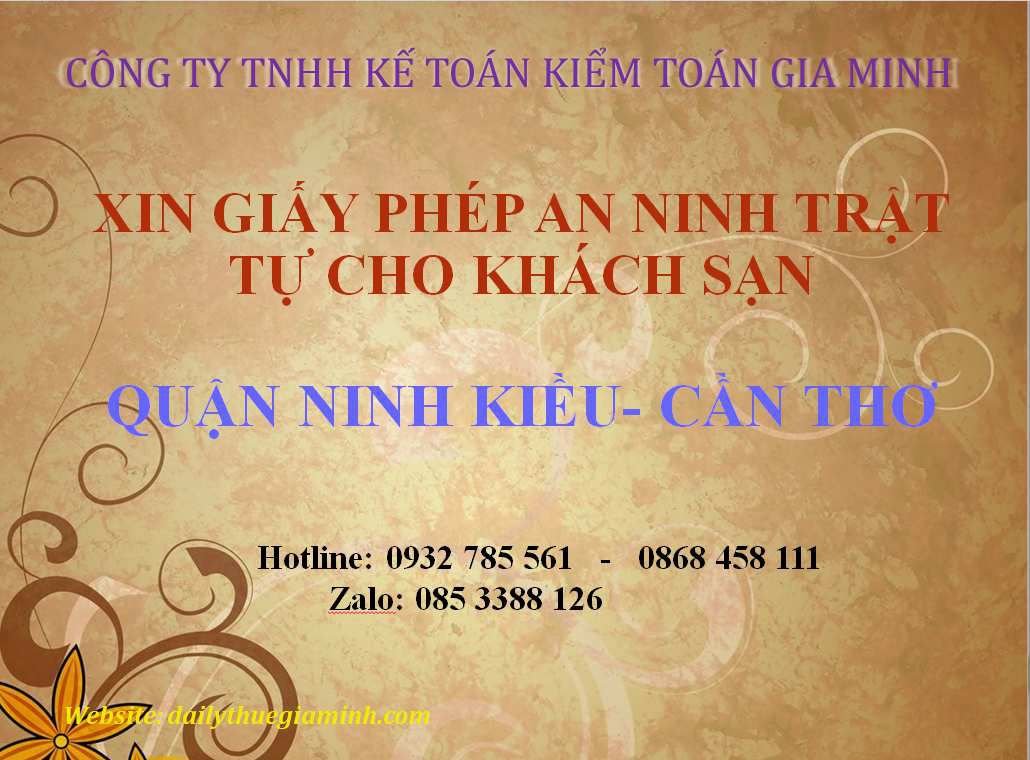 Xin giấy phép an ninh trật tự cho khách sạn tại Quận Ninh Kiều - Cần Thơ