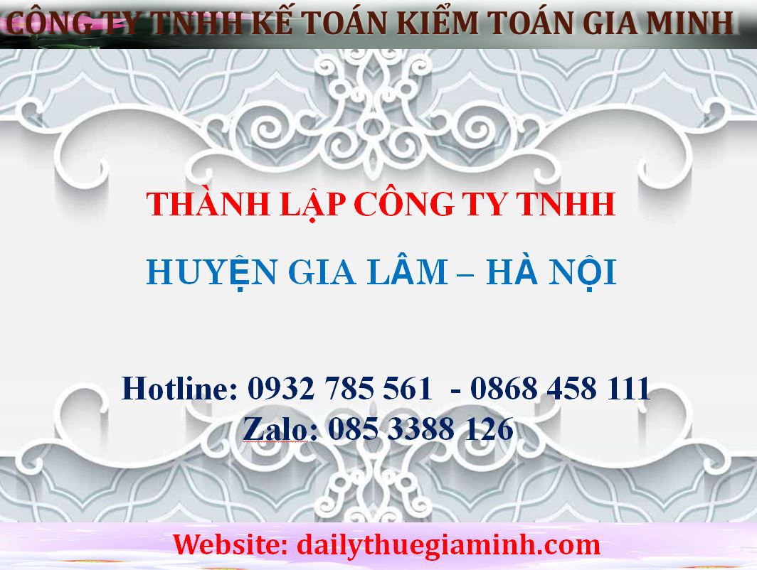Thành lập công ty TNHH tại Huyện Gia Lâm - Hà Nội