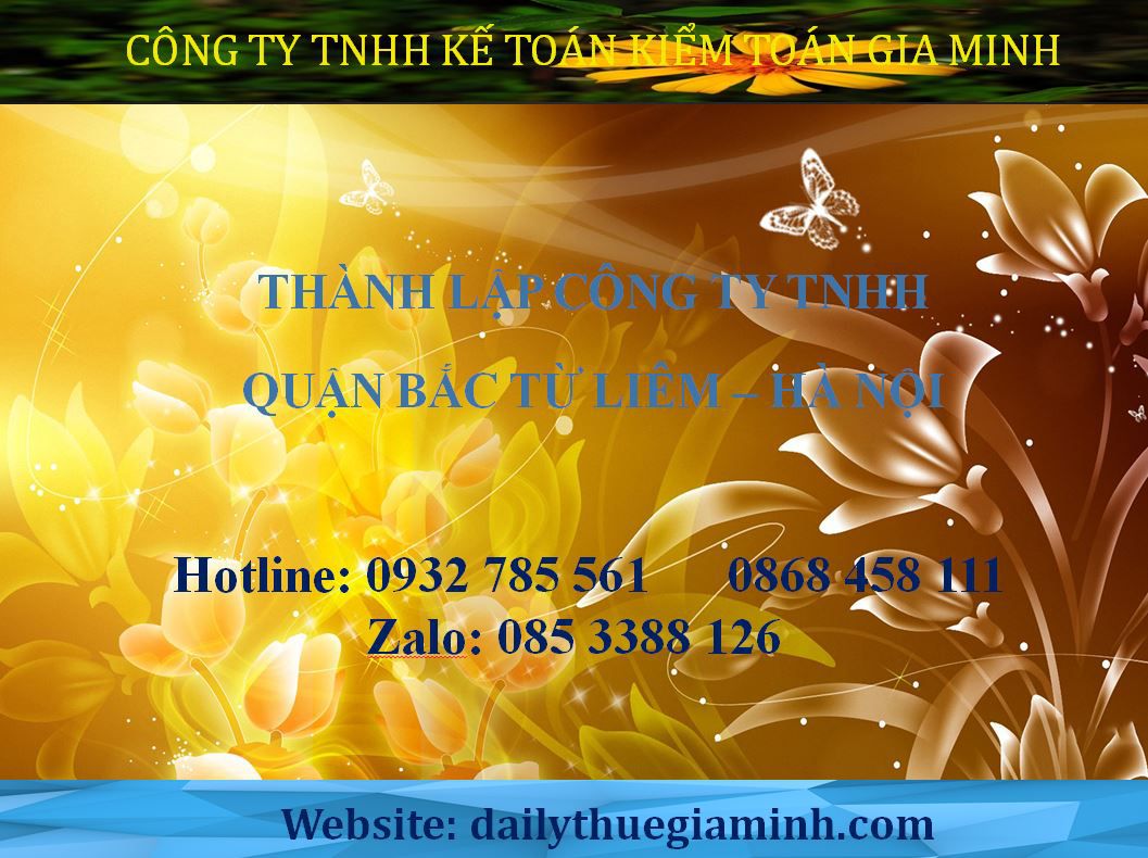Thành lập công ty TNHH tại Quận Bắc Từ Liêm - Hà Nội