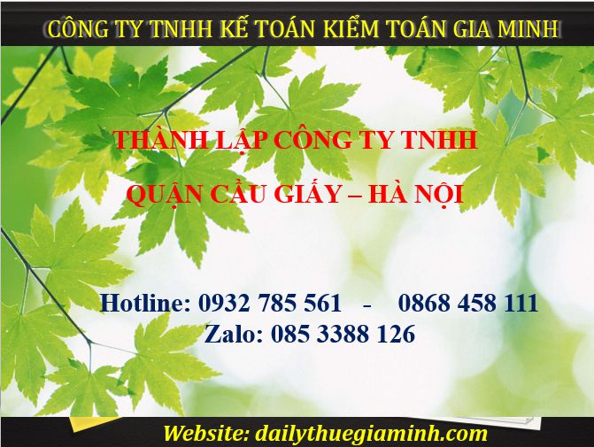 Thành lập công ty TNHH tại Quận Cầu Giấy - Hà Nội