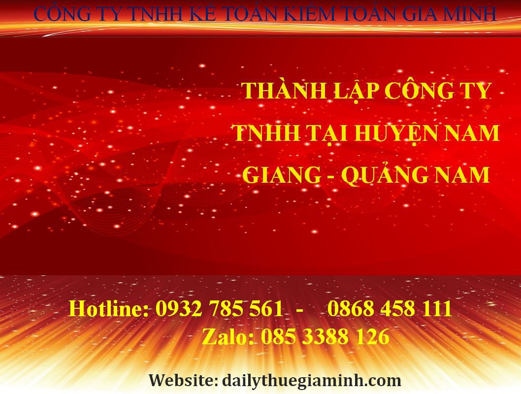 Thành lập công ty TNHH tại Huyện Nam Giang - Quảng Nam