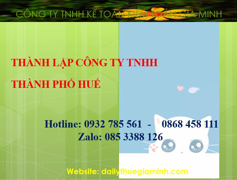 Thành lập công ty TNHH Thành phố Huế