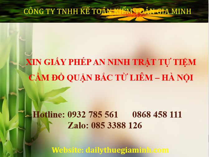 Xin giấy phép an ninh trật tự cho tiệm cầm đồ tại Quận Bắc Từ Liêm - Hà Nội