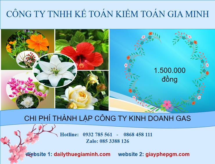 Chi phí thành lập công ty gas tại TP Hà Nội