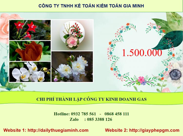 Chi phí thành lập công ty kinh doanh gas tại Hà Nội