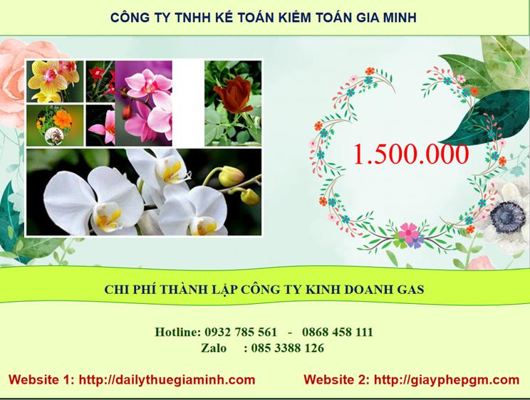 Chi phí thành lập công ty gas tại Thành phố Hà Nội