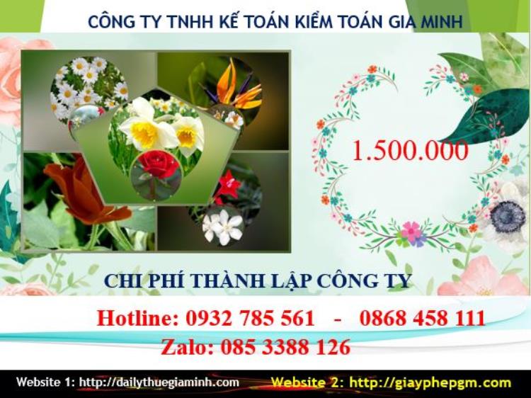 Phí dịch vụ thành lập công ty TP Hồ Chí Minh