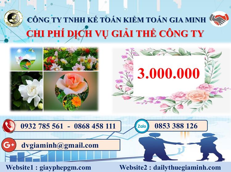  Chi phí dịch vụ giải thể công ty trọn gói ở Thành Phố Hà Nội