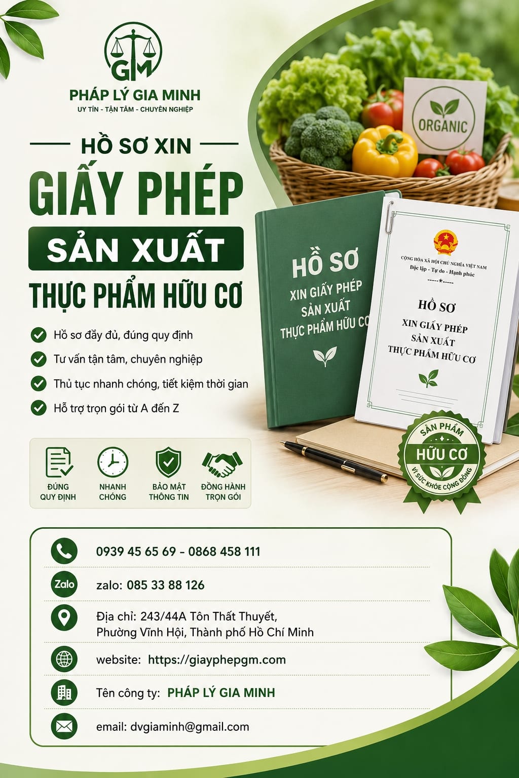 Làm giấy VSATTP cho cơ sở sản xuất thực phẩm hữu cơ Đà Nẵng Hồ Sơ Xin Giấy Phép Sản Xuất Thực Phẩm Hữu Cơ