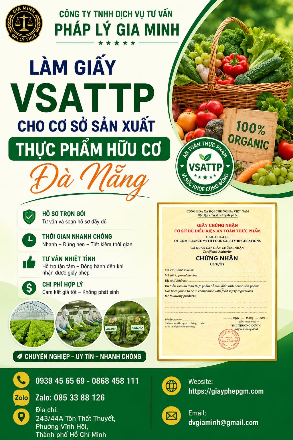 Làm giấy VSATTP cho cơ sở sản xuất thực phẩm hữu cơ Đà Nẵng Làm Giấy VSATTP Cho Cơ Sở Sản Xuất Thực Phẩm Hữu Cơ Đà Nẵng