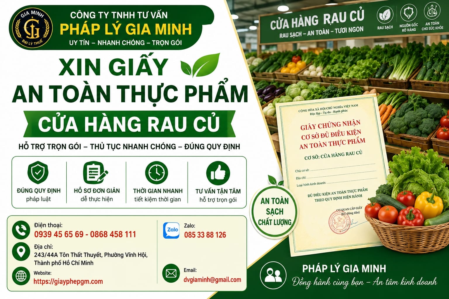 Xin Giấy An Toàn Thực Phẩm Cửa Hàng Rau Củ