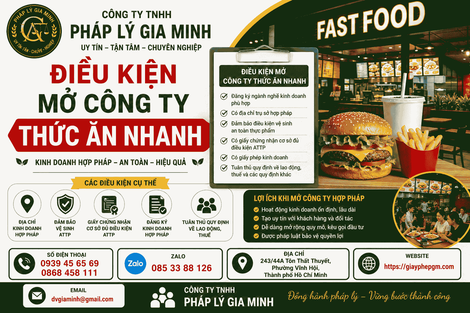 Thủ tục thành lập công ty thức ăn nhanh mới nhất và đầy đủ nhất Điều Kiện Mở Công Ty Thức Ăn Nhanh