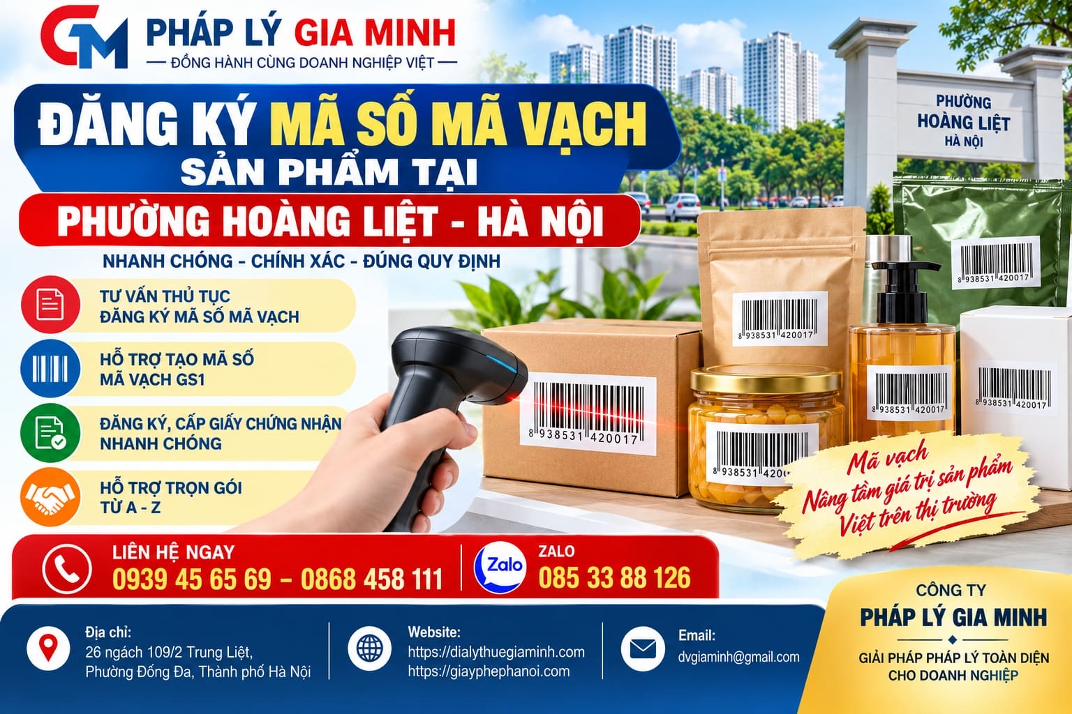 Đăng ký mã số mã vạch sản phẩm tại phường Hoàng Liệt Hà Nội