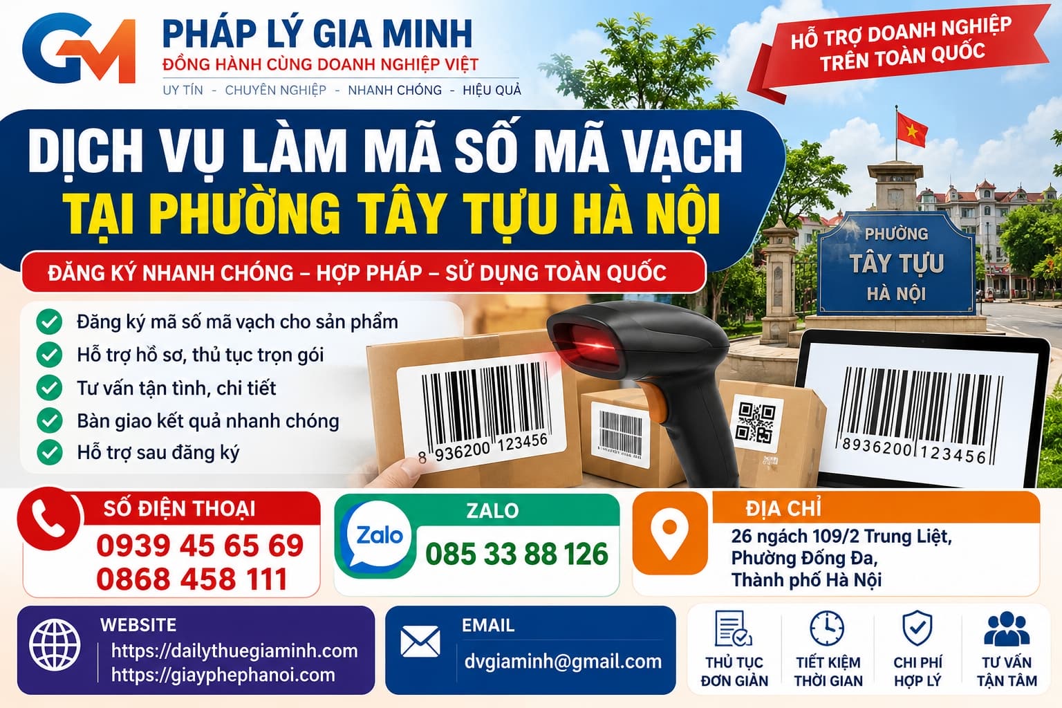 Dịch vụ làm mã số mã vạch tại phường Tây Tựu Hà Nội