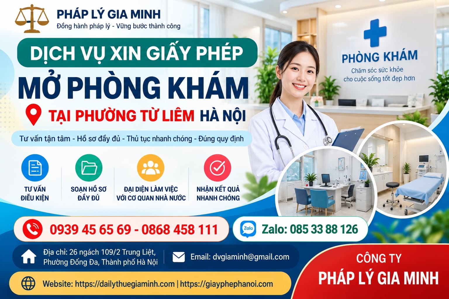 Dịch vụ xin giấy phép mở phòng khám tại phường Từ Liêm Hà Nội