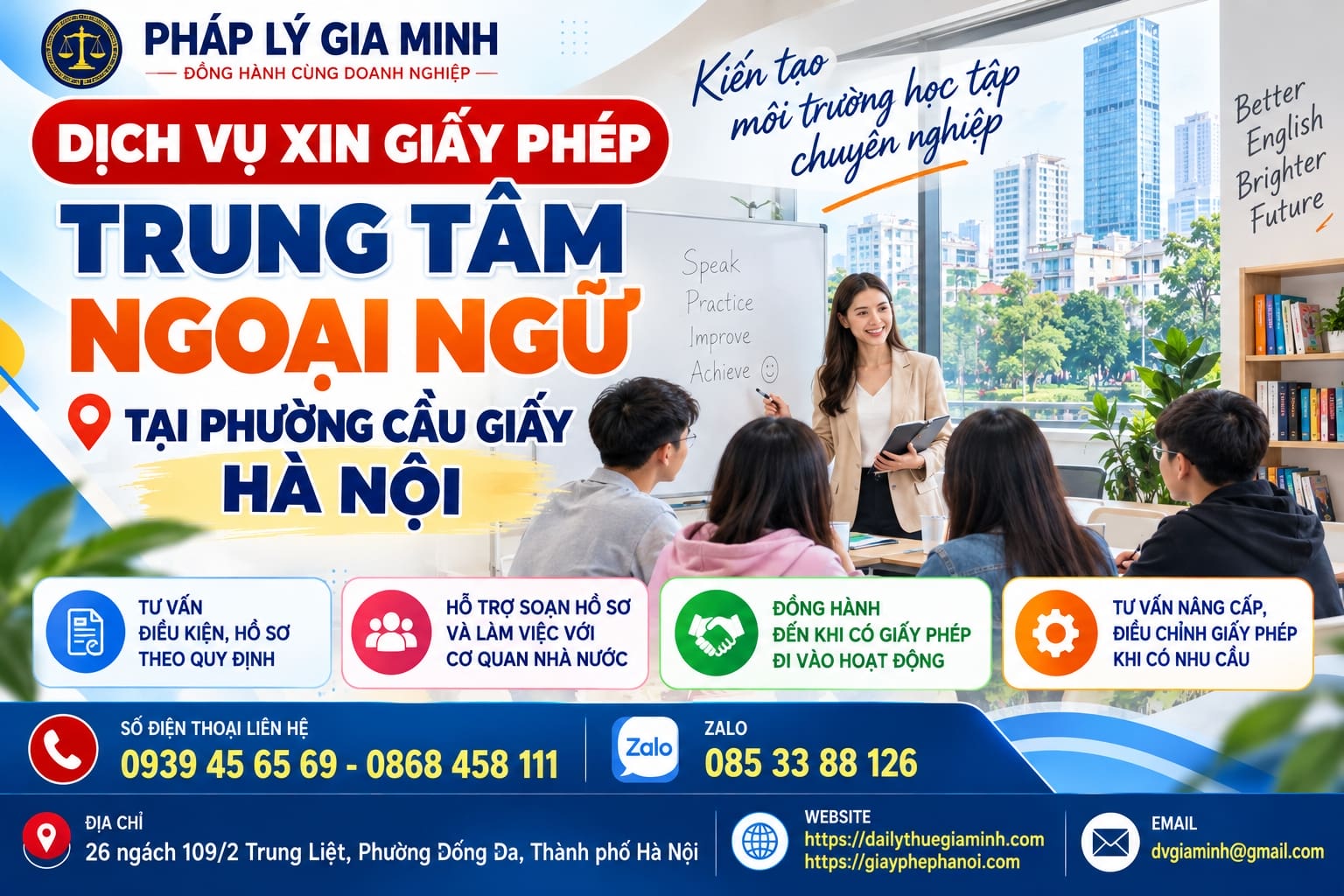 Dịch vụ xin giấy phép trung tâm ngoại ngữ tại phường Cầu Giấy Hà Nội